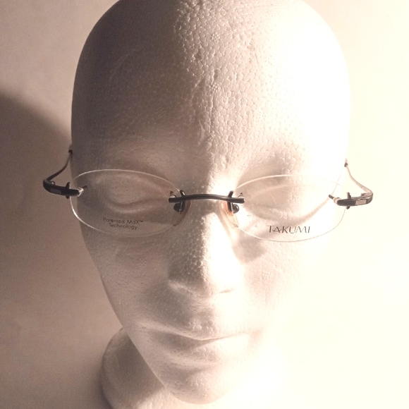 NEW 1990s Handmade TAKUMI Rimless Oval Unisex Vintage Eyeglasses Frames - Picture 2 of 12